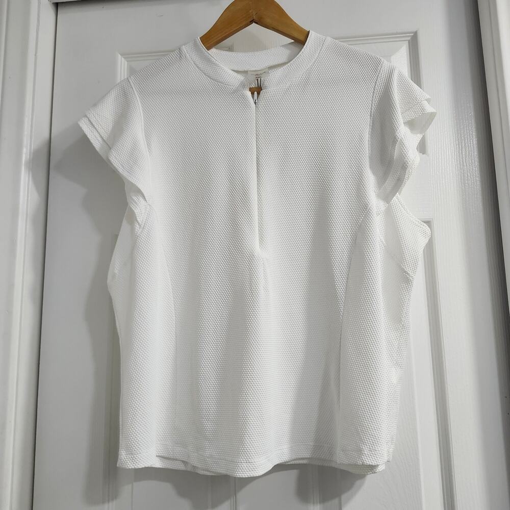 CALIA by Carrie Underwood White Short Sleeve Textured Tee